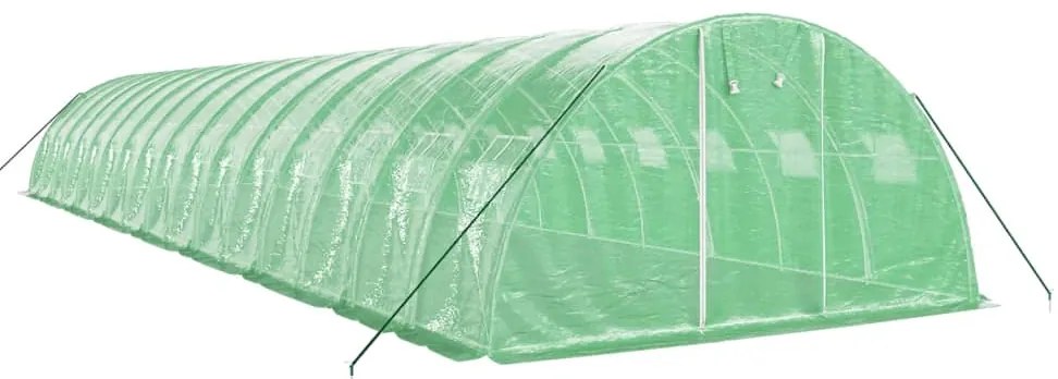 Estufa com estrutura de aço 64 m² 16x4x2 m verde