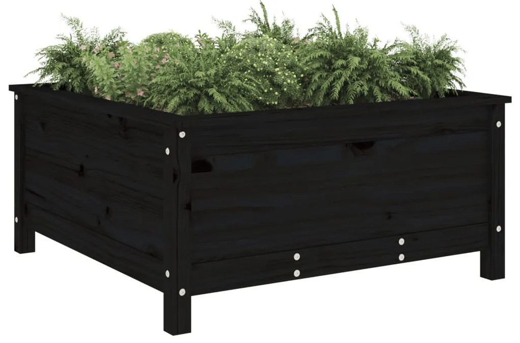 Vaso/floreira de jardim 82,5x82,5x39 cm pinho maciço preto