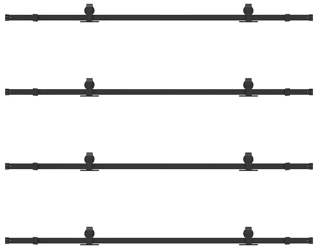Kit de ferragens para porta deslizante 427 cm aço preto