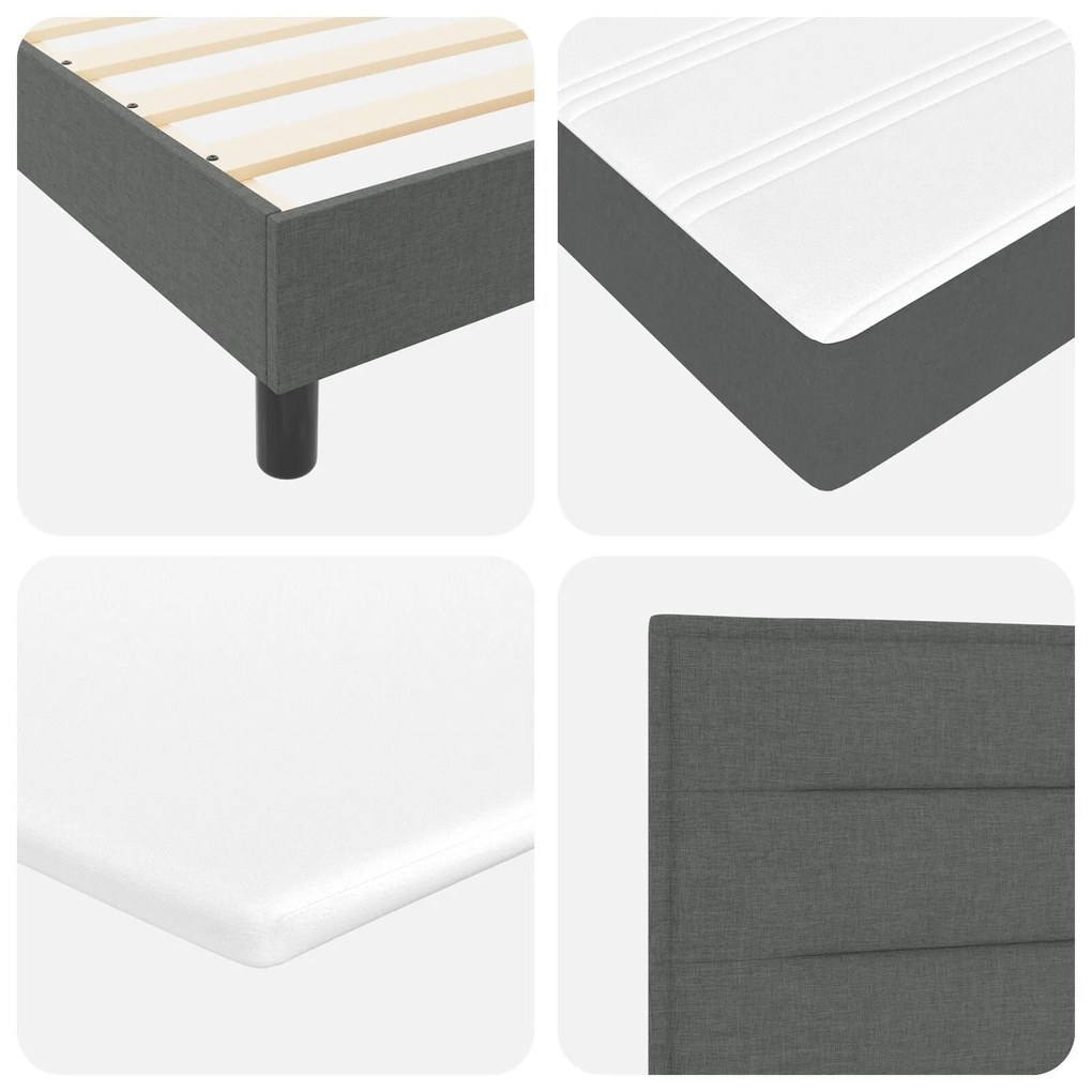Cama Box Spring com Colchão e LED Cinza Escuro 120x200 cm Tecido