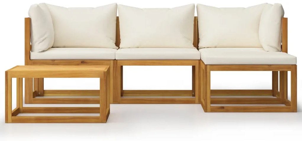 5 pcs conj. lounge jardim c/ almofadões madeira acácia maciça