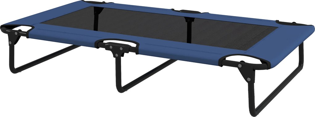 Cama elevada dobrável e refrescante para cães 107 x 61 x 20 cm, cama de campanha para animais em malha respirável, azul escuro