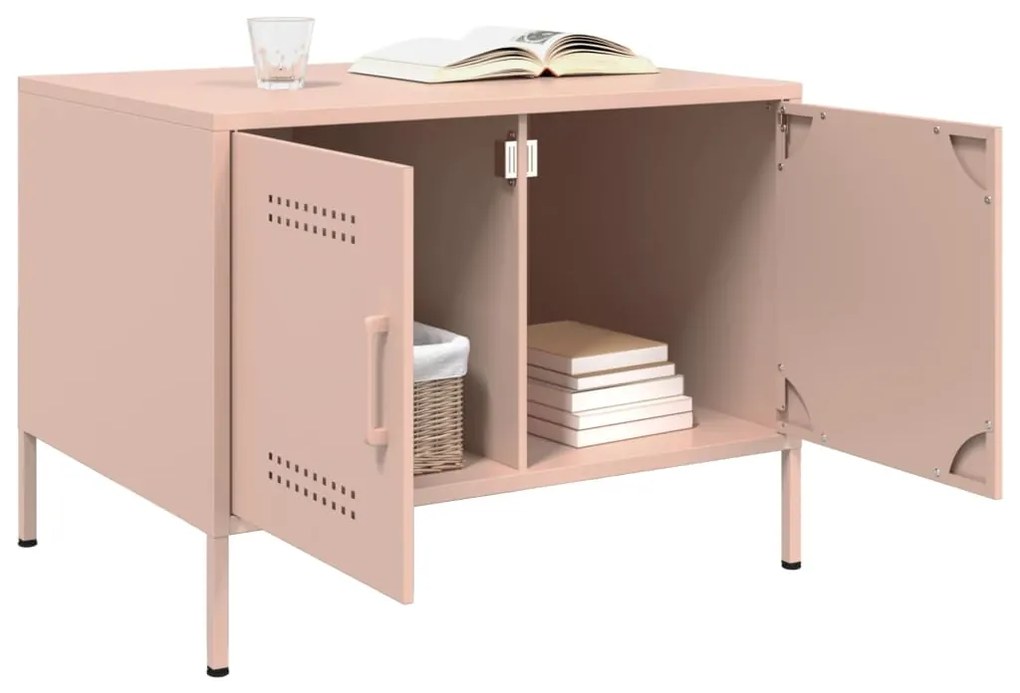 Mesa de centro 68x50x50,5 cm aço rosa