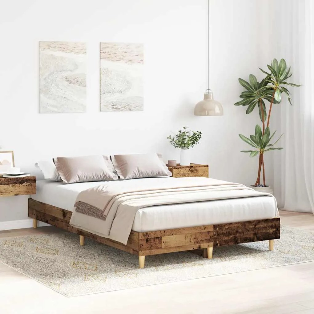 Estrutura de cama sem colchão 120x190 cm madeira velha