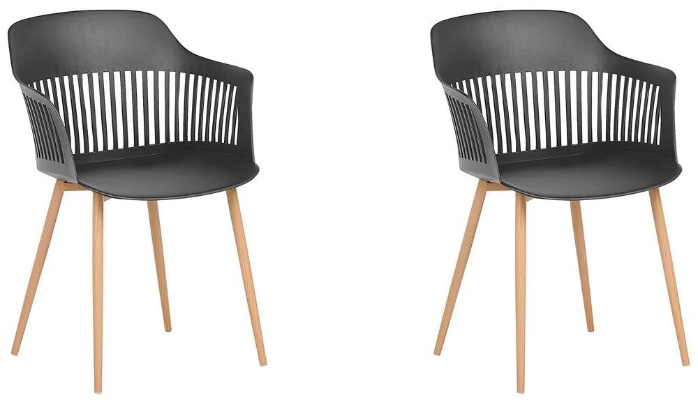 Conjunto de 2 cadeiras de jantar pretas BERECA Beliani