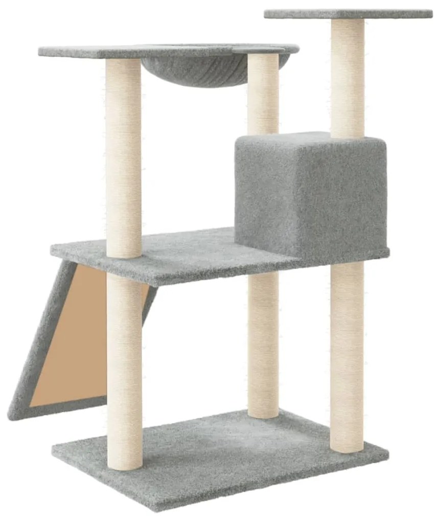 Árvore p/ gatos c/ postes arranhadores sisal 83 cm cinza-claro