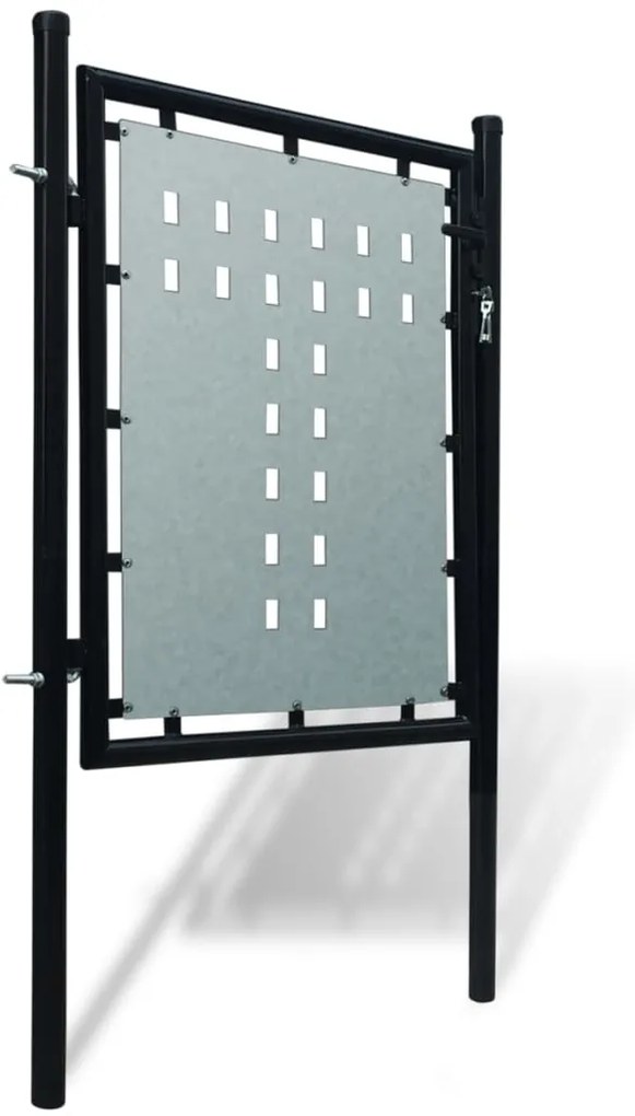 Portão de cerca com porta única 100x150 cm preto