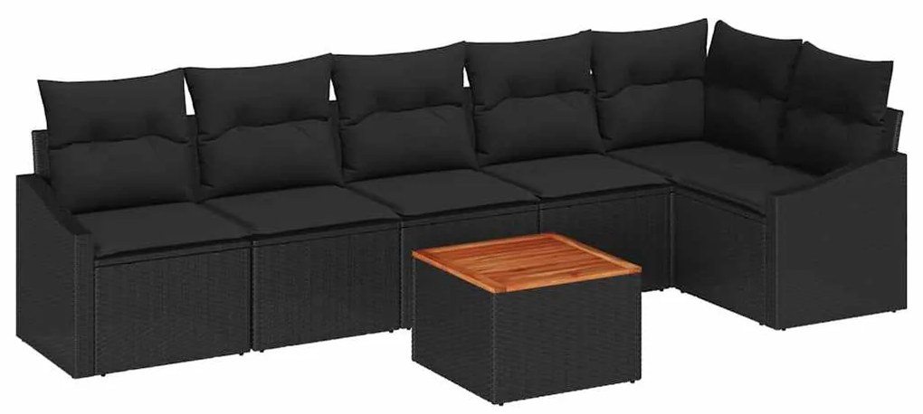 Conjunto de Sofás de Jardim 7 pcs Preto 55 x 55 x 37 cm