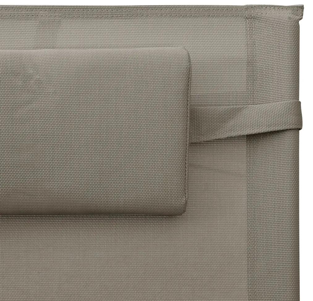 Espreguiçadeira textilene cinzento-acastanhado e cinzento