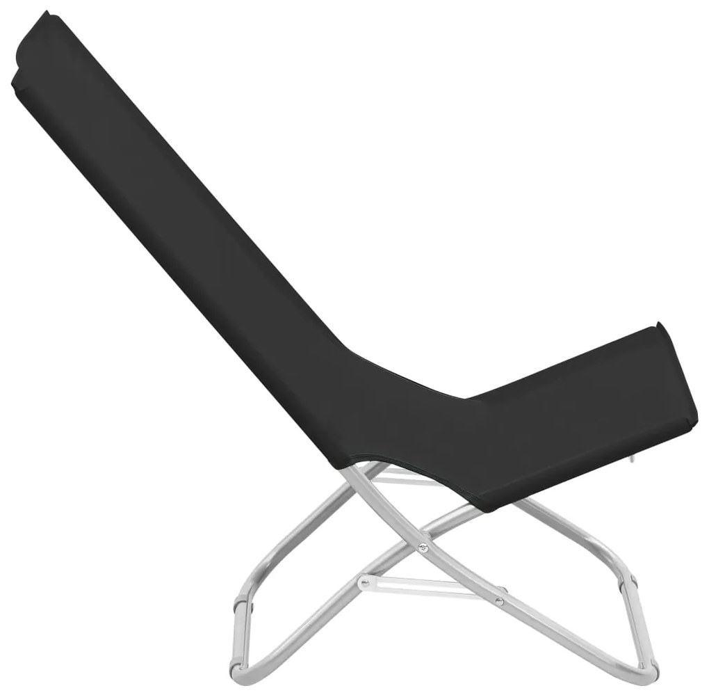 Cadeiras de praia dobráveis 2 pcs tecido preto