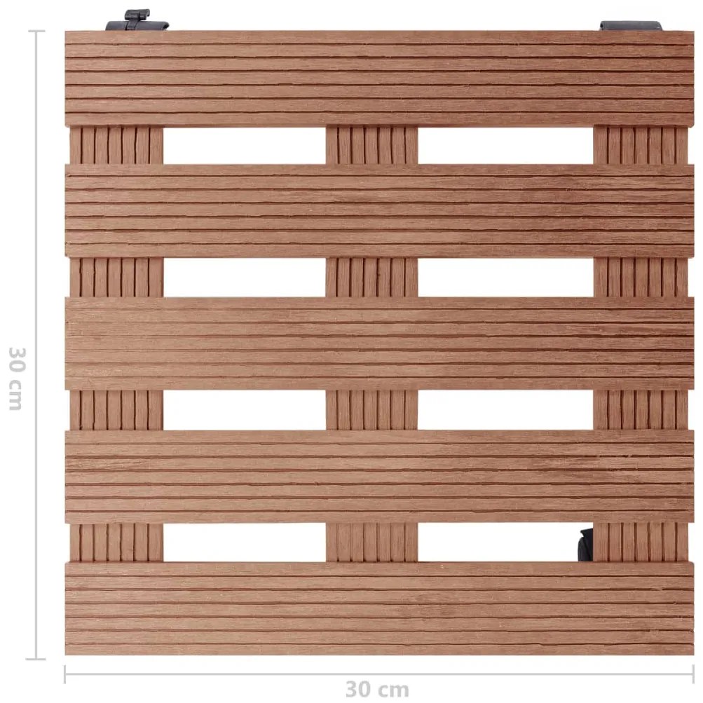 Suportes com rodas para vasos 2 pcs 30x30x7,5 cm WPC castanho