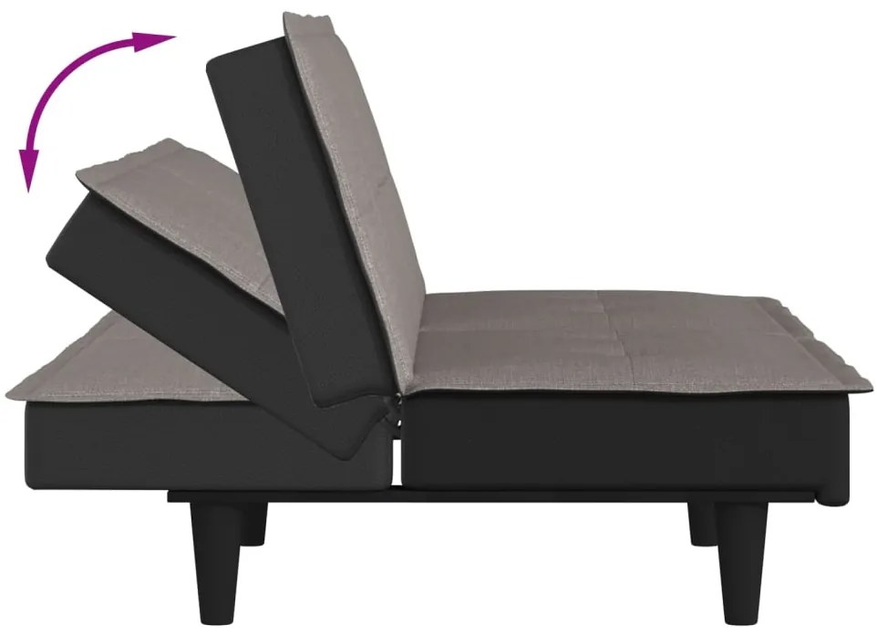 Sofá-cama tecido cinzento-acastanhado