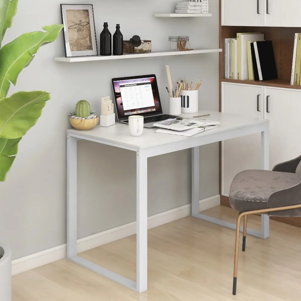 vidaXL Secretária de computador 110x60x73 cm contraplacado branco