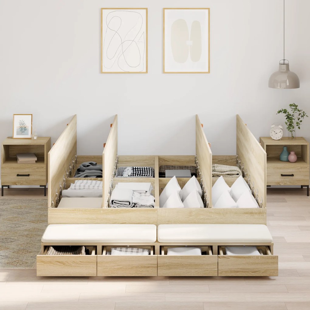 Cama com Arrumação Sonoma Carvalho 160x200 cm