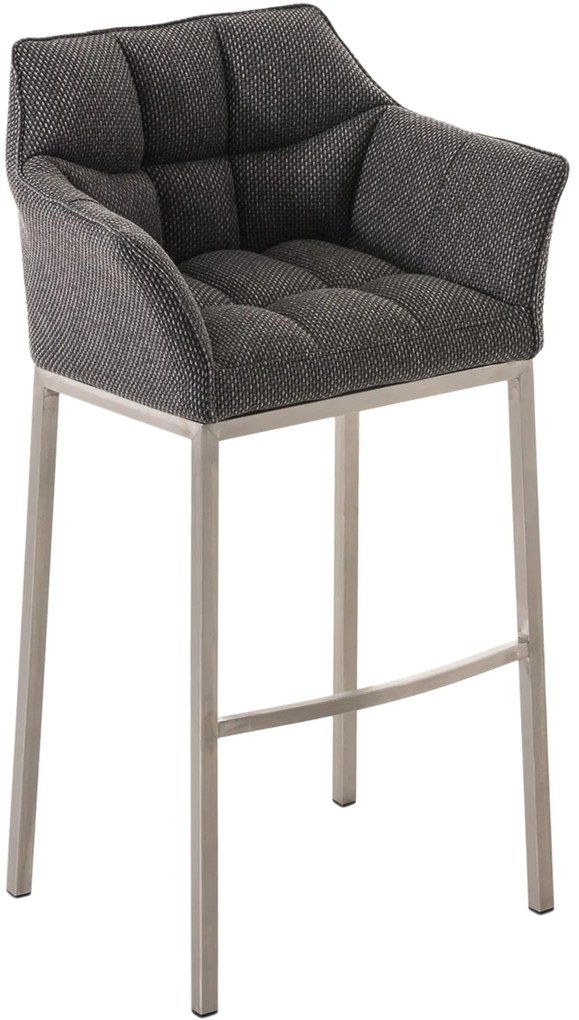 Banco de bar Damaso em tecido e com estrutura prateada 64 x 110 x 48 cm Cinzento titânio