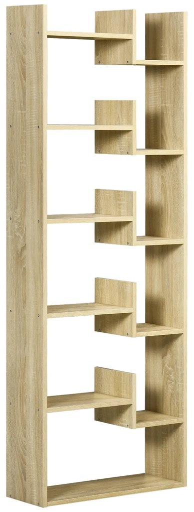 Estante para Livros de 6 Níveis Estante de Madeira com 11 Compartimentos Abertos para Sala de Estar Escritório Estúdio Anti-Tombamento Carga Máxima 10