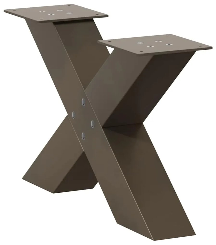 Pés para mesa de centro em formato de X, 2 peças, aço natural, 50x(30-