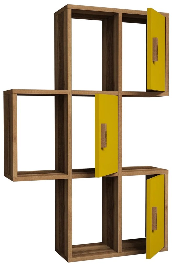 Prateleira de Parede Flora – Nogueira Amarelo – 50x112,6x20 cm