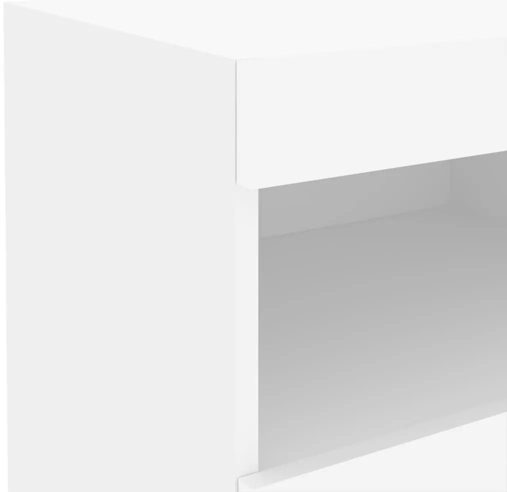 Mesa de cabeceira com luzes LED 50x40x45 cm branco
