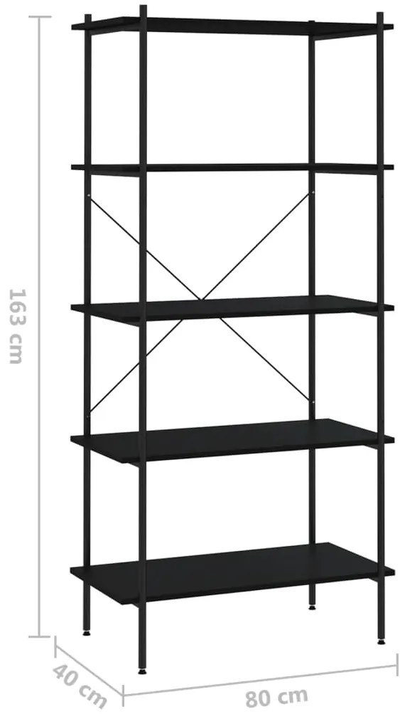 Unidade com 5 prateleiras 80x40x163 cm preto