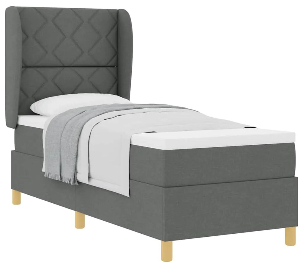 Cama Box com Colchão Cinza Escuro 80x200 cm em Tecido