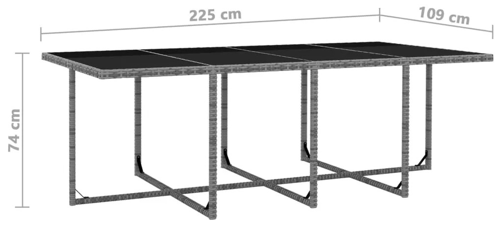 13 pcs conjunto jantar exterior c/ almofadões vime PE antracite