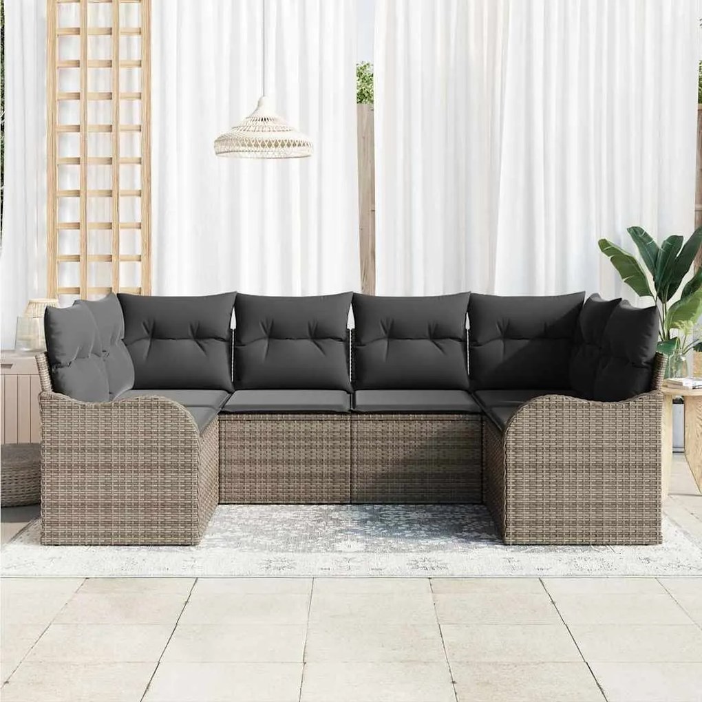 Conjunto de Sofá de Jardim vidaXL de 6 Peças com Almofadas Cinzento Ra