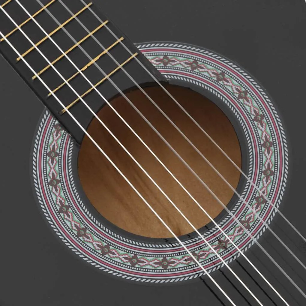 12 pcs conjunto de guitarra clássica com 6 cordas 38" preto