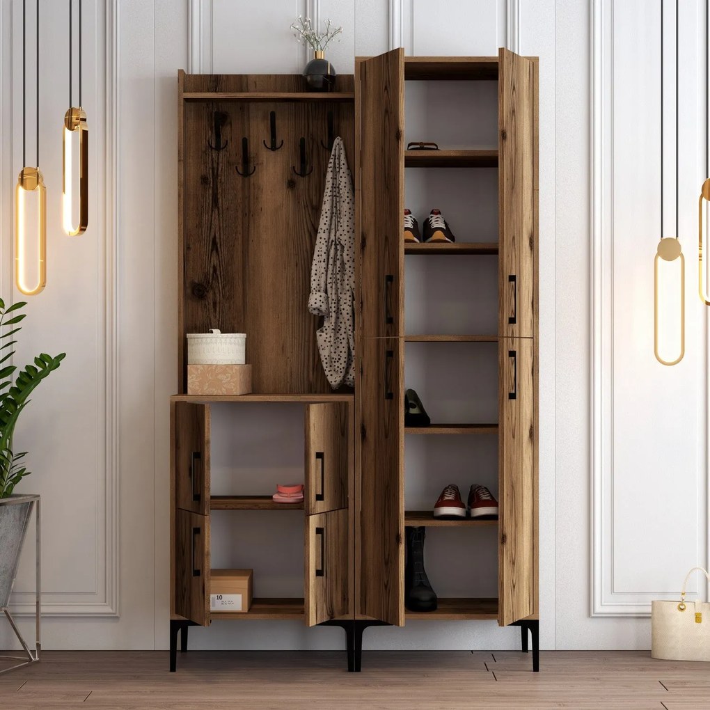 Hall Stand Berlin BA – Walnut – 120 cm x 200 cm x 35 cm