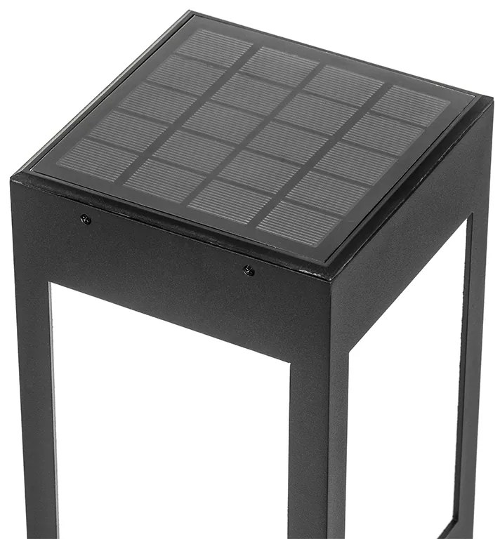 LED Candeeiro de pé para exterior preto 80 cm com luz regulável e sensor solar - Charlotte Moderno