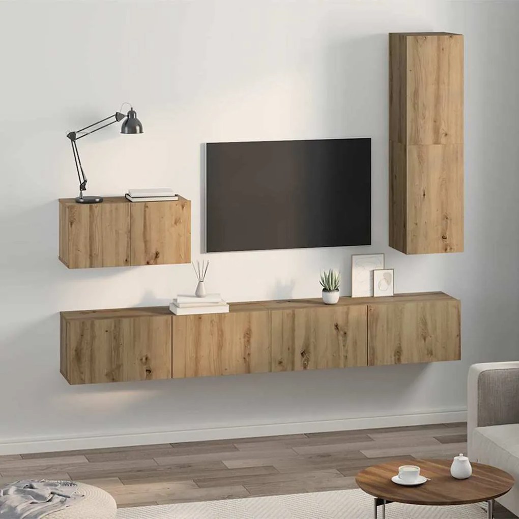 Conjunto de Estantes para TV 4 pcs carvalho artisiano Médio