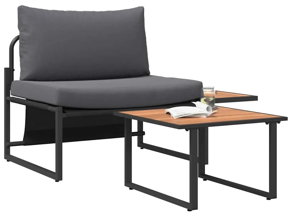 Conjunto de Sofá de Jardim em 2 Peças com Assentos em Antracite