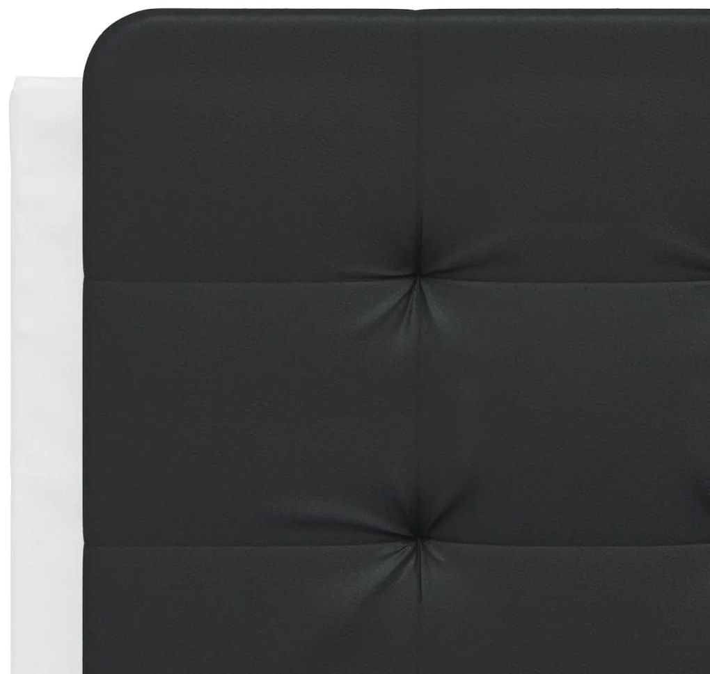 Almofadão de cabeceira 140 cm couro artificial preto e branco