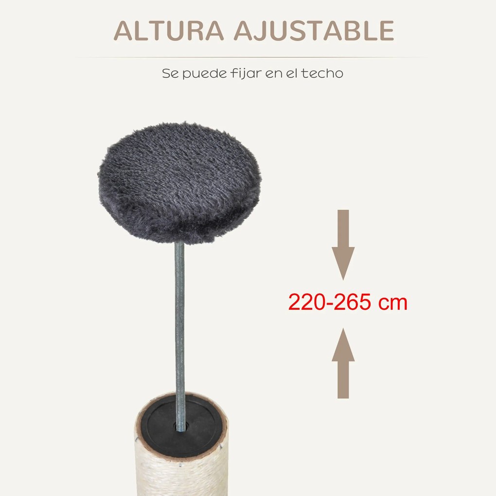 PawHut Árvore para arranhar para gatos 220-245 cm Altura Ajustável ao