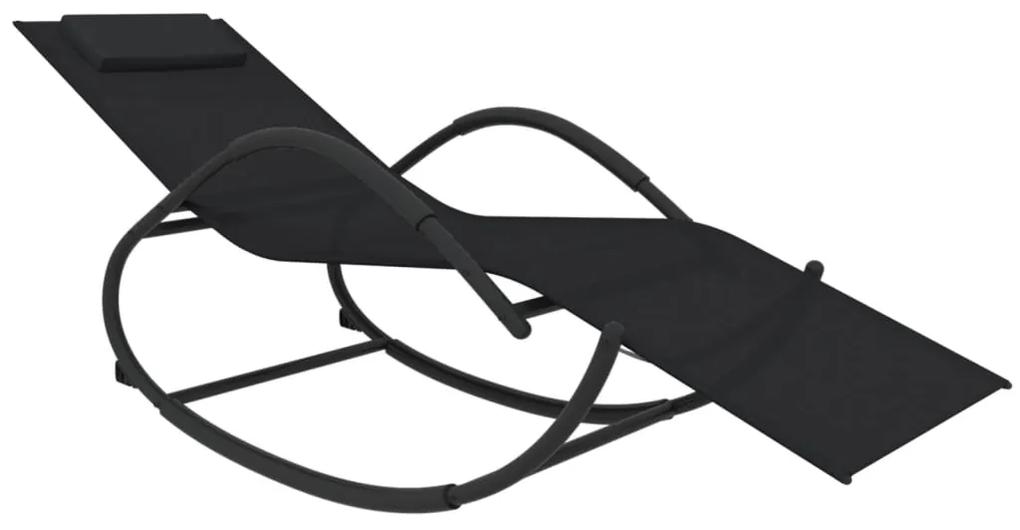 Espreguiçadeiras baloiço 2 pcs aço e textilene preto