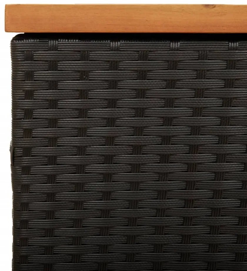 Caixa arrumação jardim 220x50x54 cm vime PE/acácia maciça preto