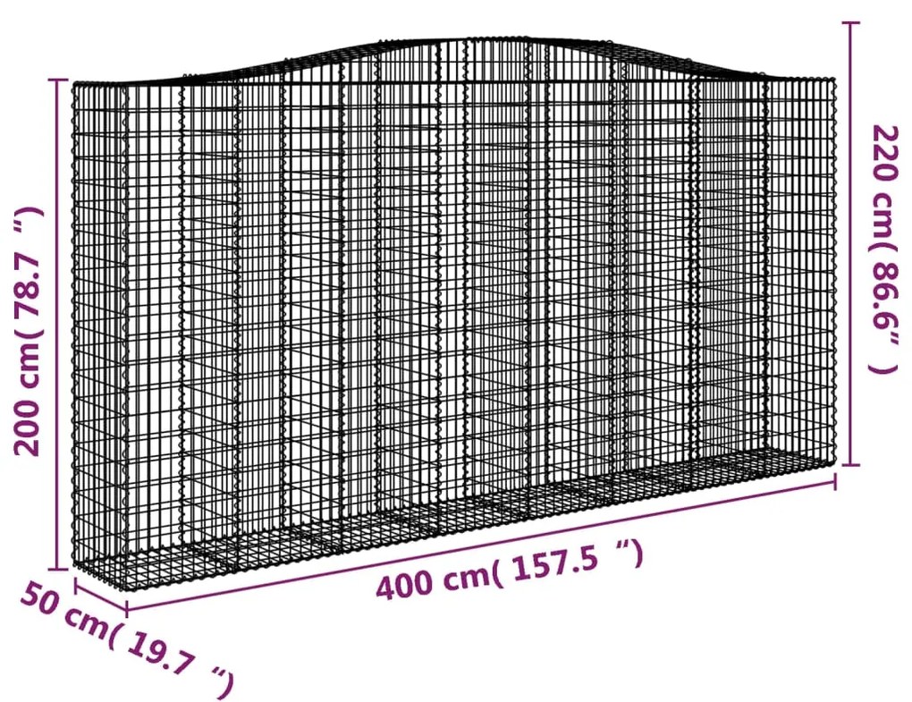 Cestos gabião arqueados 5pcs 400x50x200/220cm ferro galvanizado