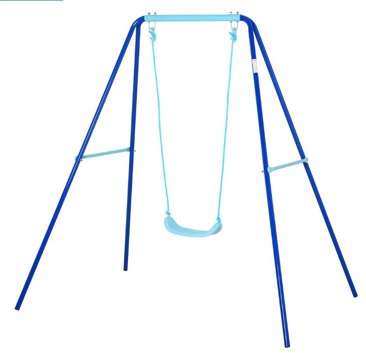 Balanço de Metal para Crianças acima de 3 Anos Conjunto de Balanço com Assento e Corda Infantil para Pátio Jardim Carga Máx. 30 kg 140x120x170
