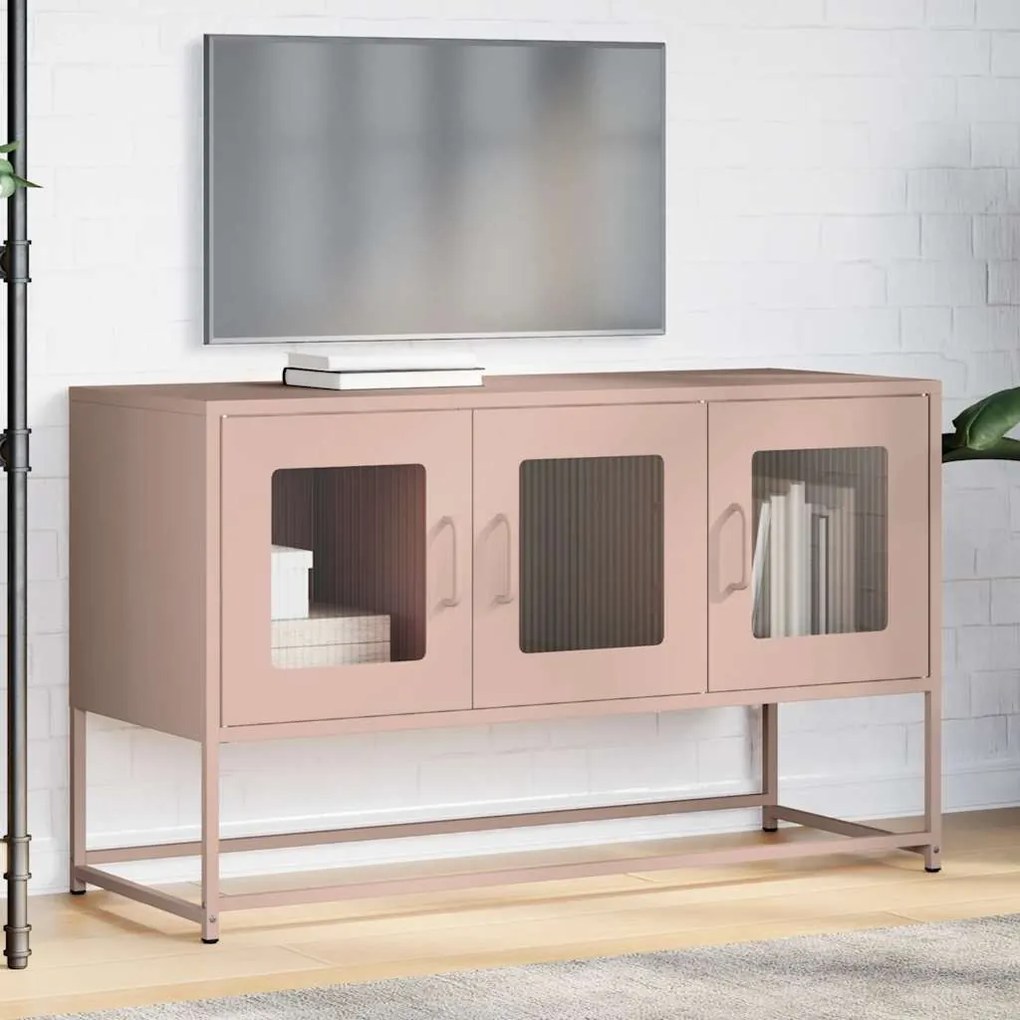 Móvel de TV 100,5x39x60,5 cm aço laminado a frio rosa