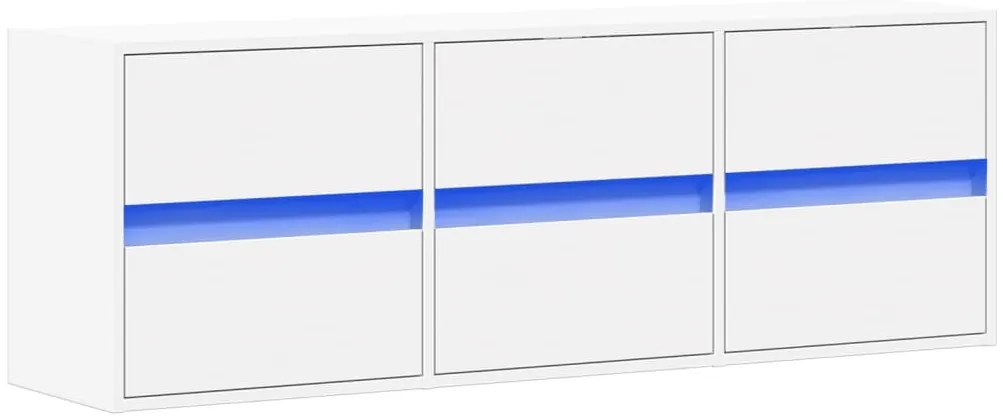 Móvel de parede para TV com luzes LED 130x31x45 cm branco