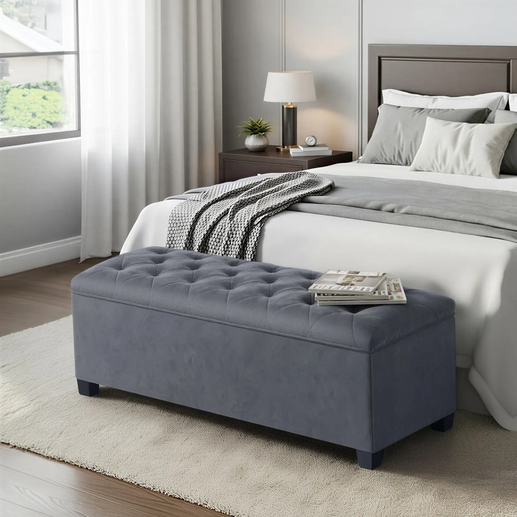 Banco com espaço de arrumação 40 x 110 x 40 cm cinza ardósia