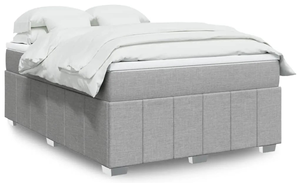 vidaXL Cama com molas/colchão 160x200 cm tecido cinzento-claro