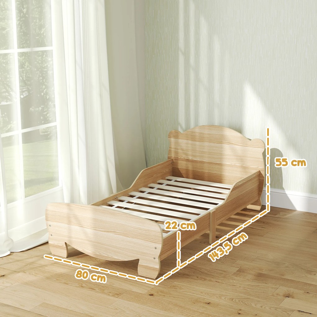 Cama para Crianças +3 Anos Cama Infantil de Madeira Cabeceira em Forma de Urso 143,5x80x55 cm Madeira