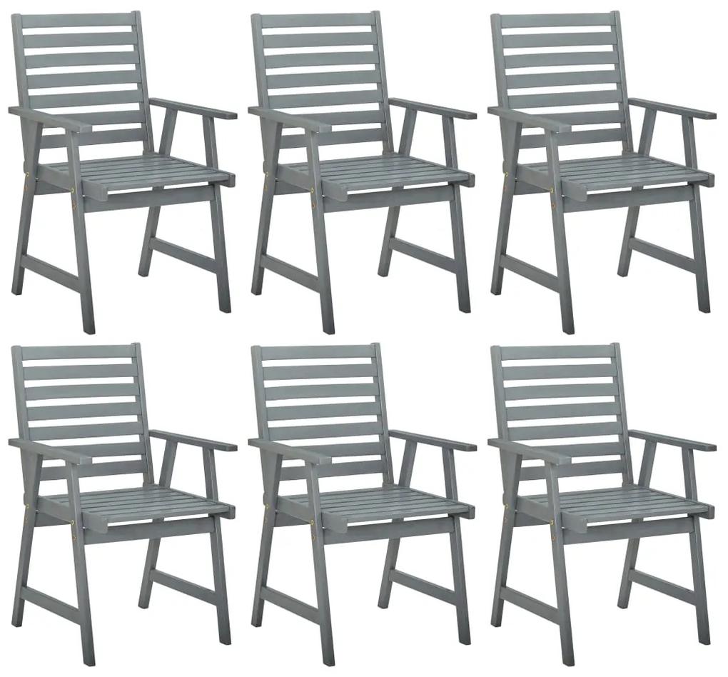 Cadeiras de jantar de exterior 6 pcs acácia maciça cinzento