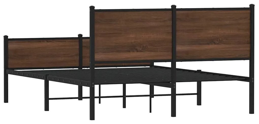 Estrutura de cama sem colchão 140x190cm metal carvalho castanho