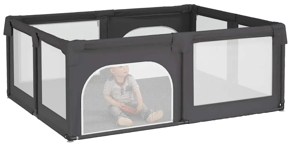 Parque para bebés com 2 portas tecido Oxford cinzento-escuro
