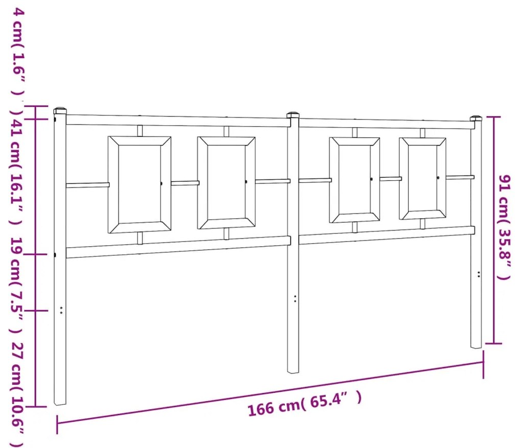 Cabeceira de cama 160 cm metal branco