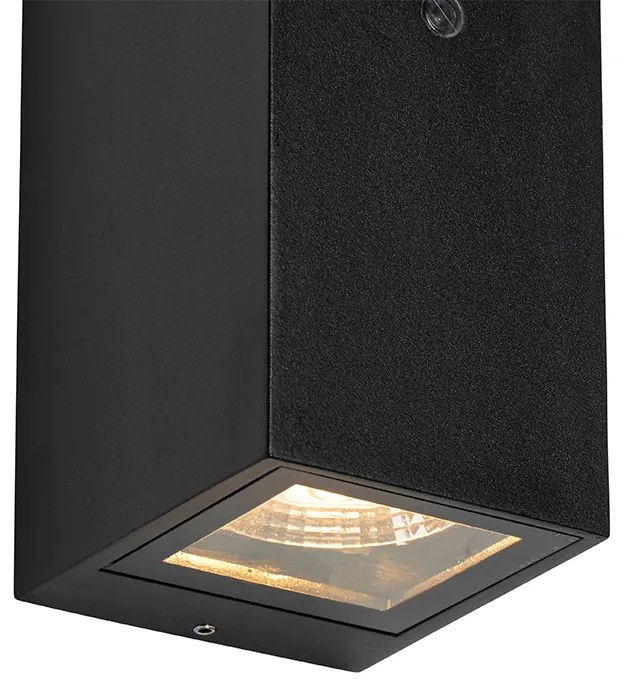 Candeeiro de parede preto 2 luzes IP44 com sensor crepuscular - Baleno II Moderno