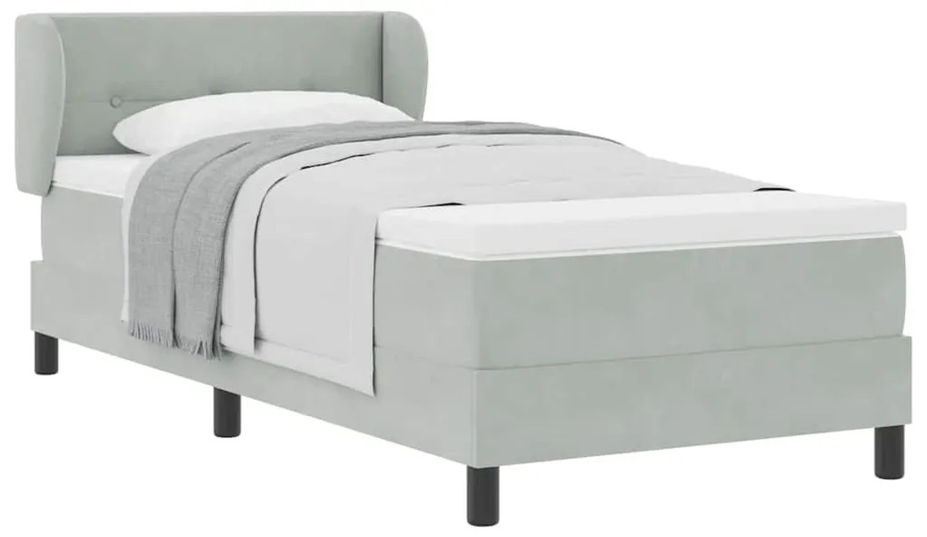 Cama Box com Colchão vidaXL Cinza Claro 90x190 cm em Veludo