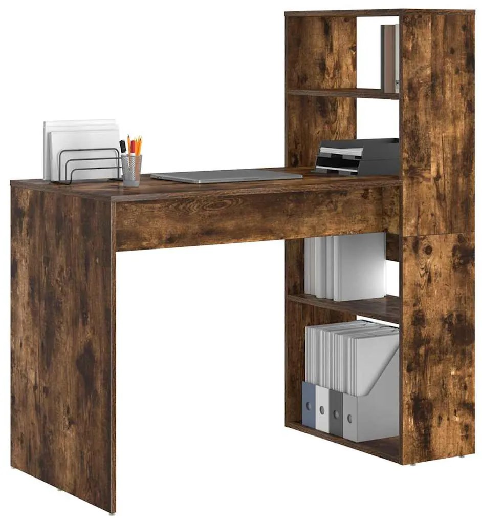 Secretária com Armazenamento Castanho Fumado 113x54x120 cm Madeira Eng